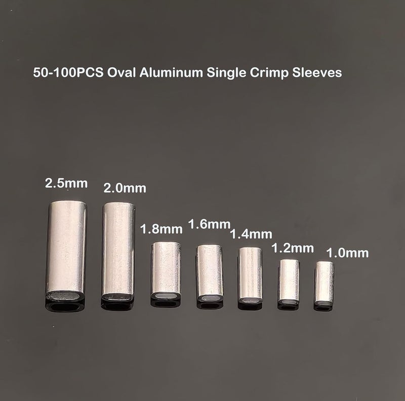 Laxygo 50-100pcs Oval Single Aluminum Crimp Sleeves Fishing Line Connectors Single Barrel Crimp Sleeve Kit - Image 3